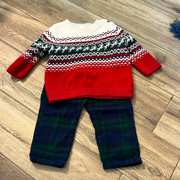Carters size 12 Christmas sweater and flannel pants - Picture 1 of 3